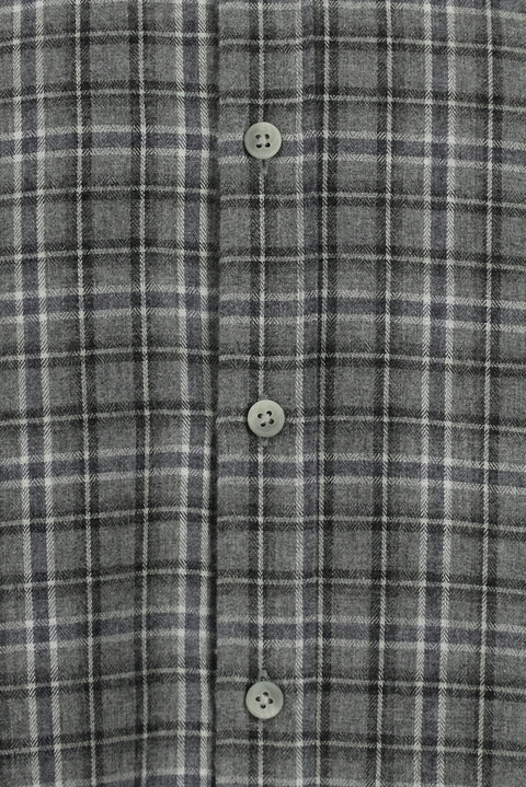Medium Grey Long Sleeve Regular Fit Lumberjack Plaid Button-Down Collar Cotton Shirt