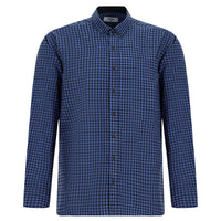 Sky Blue Long Sleeve Regular Fit Lumberjack Plaid Button-Down Collar Cotton Shirt