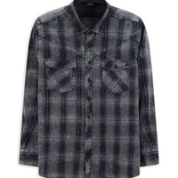 Medium Navy Long Sleeve Regular Fit Plaid Sport Cotton Shirt