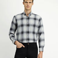 Medium Grey Long Sleeve Regular Fit Lumberjack Button Collar Cotton Easy Iron Shirt
