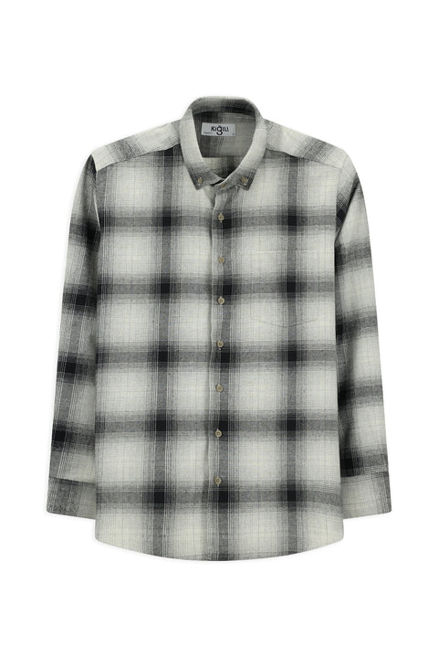 Medium Grey Long Sleeve Regular Fit Lumberjack Button Collar Cotton Easy Iron Shirt