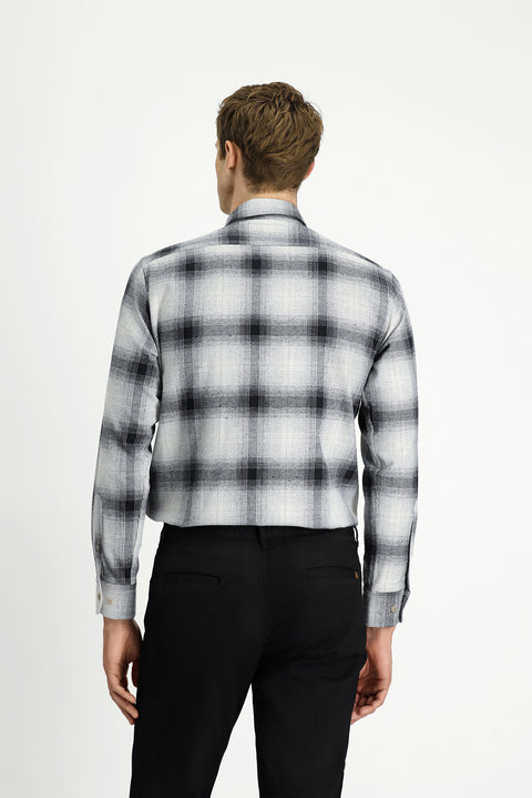 Medium Grey Long Sleeve Regular Fit Lumberjack Button Collar Cotton Easy Iron Shirt