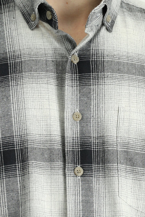 Medium Grey Long Sleeve Regular Fit Lumberjack Button Collar Cotton Easy Iron Shirt