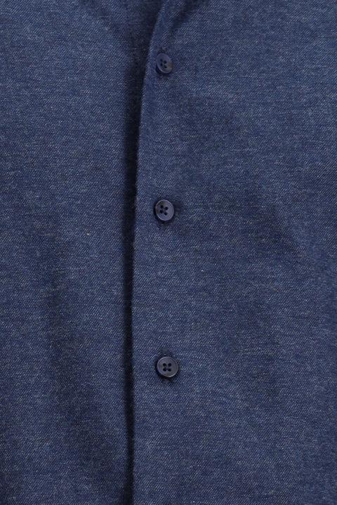 Dark Navy Long Sleeve Slim Fit Narrow Cut Lumberjack Sport Cotton Button-Down Collar Shirt