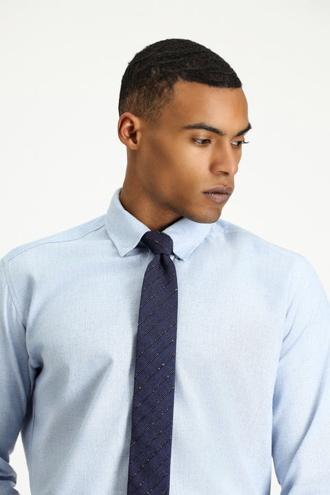 Light Blue Long Sleeve Slim Fit Narrow Cut Lumberjack Sport Cotton Button-Down Collar Shirt