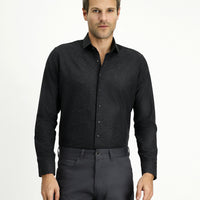 Light Anthracite Long Sleeve Slim Fit Narrow Cut Lumberjack Sport Cotton Button-Down Shirt