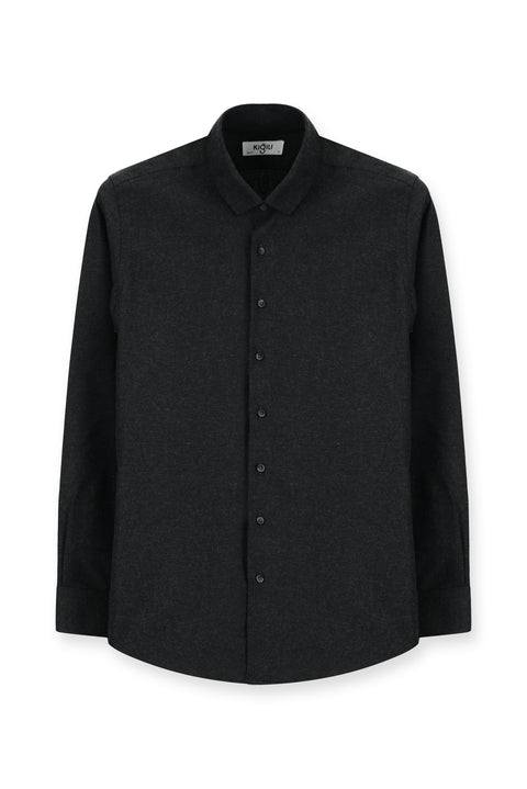 Light Anthracite Long Sleeve Slim Fit Narrow Cut Lumberjack Sport Cotton Button-Down Shirt