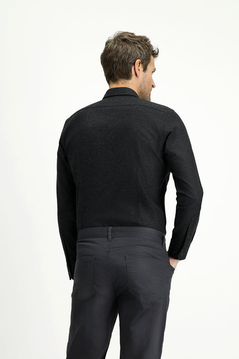Light Anthracite Long Sleeve Slim Fit Narrow Cut Lumberjack Sport Cotton Button-Down Shirt