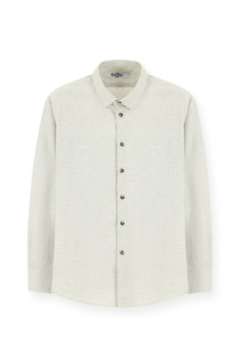 Light Mink Long Sleeve Slim Fit Narrow Cut Lumberjack Sport Cotton Button-Down Collar Shirt