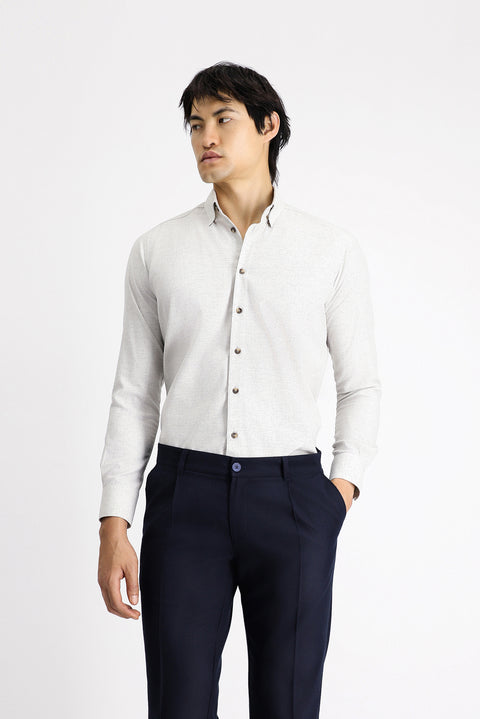 Light Mink Long Sleeve Slim Fit Narrow Cut Lumberjack Sport Cotton Button-Down Collar Shirt