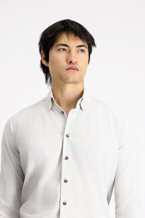 Light Mink Long Sleeve Slim Fit Narrow Cut Lumberjack Sport Cotton Button-Down Collar Shirt
