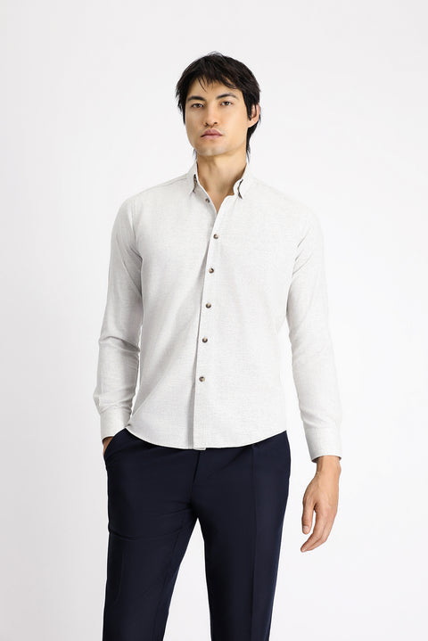 Light Mink Long Sleeve Slim Fit Narrow Cut Lumberjack Sport Cotton Button-Down Collar Shirt