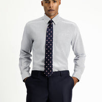 Medium Navy Long Sleeve Regular Fit Patterned Cotton Shirt