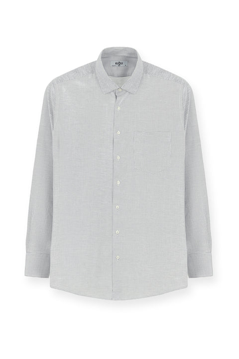 Medium Navy Long Sleeve Regular Fit Patterned Cotton Shirt