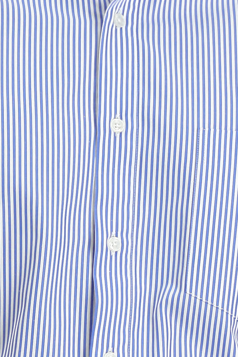 Light Navy Long-Sleeve Classic Striped Cotton Shirt
