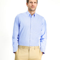 Blue Long-Sleeve Classic Striped Cotton Shirt