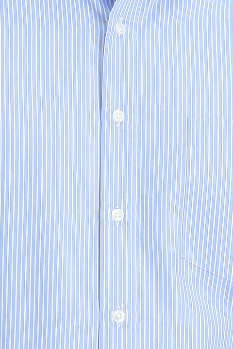 Blue Long-Sleeve Classic Striped Cotton Shirt
