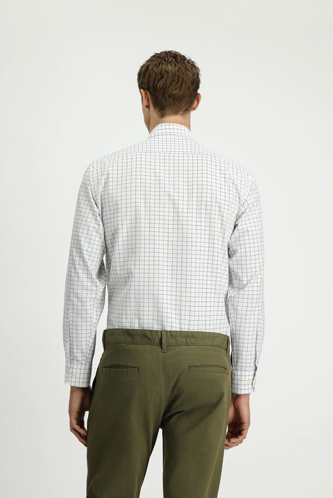 Medium Grey Long Sleeve Classic Pocketed Plaid Cotton Shirt