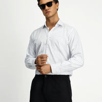 Medium Navy Long Sleeve Classic Pocketed Plaid Cotton Shirt