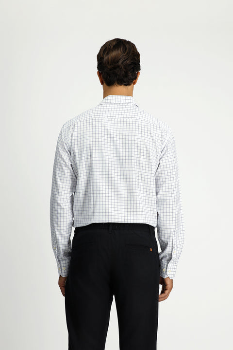 Medium Navy Long Sleeve Classic Pocketed Plaid Cotton Shirt