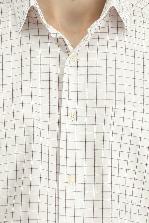 Dark Red Long Sleeve Classic Pocketed Plaid Cotton Shirt