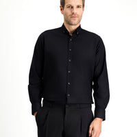 Black Long Sleeve Regular Fit Sport Cotton Button-Down Oxford Shirt