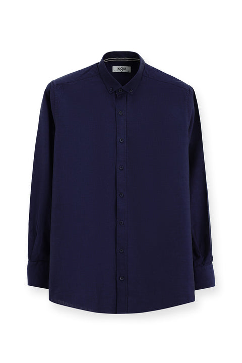 Medium Navy Long Sleeve Regular Fit Sport Cotton Button-Down Oxford Shirt