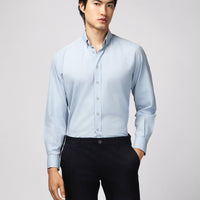 Light Blue Long Sleeve Regular Fit Sport Cotton Button-Down Oxford Shirt