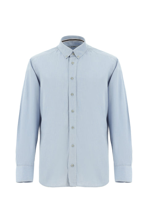 Light Blue Long Sleeve Regular Fit Sport Cotton Button-Down Oxford Shirt