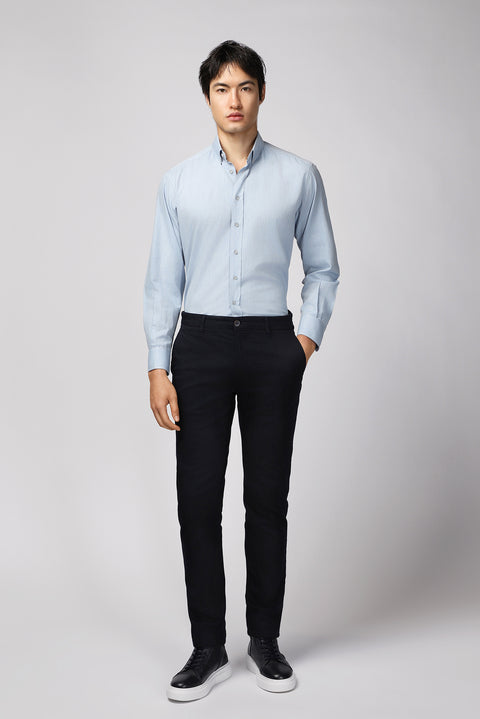 Light Blue Long Sleeve Regular Fit Sport Cotton Button-Down Oxford Shirt