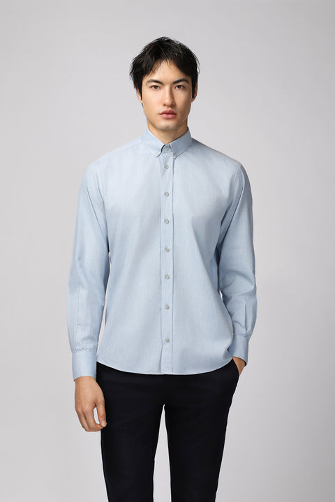 Light Blue Long Sleeve Regular Fit Sport Cotton Button-Down Oxford Shirt