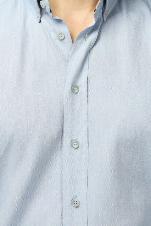 Light Blue Long Sleeve Regular Fit Sport Cotton Button-Down Oxford Shirt