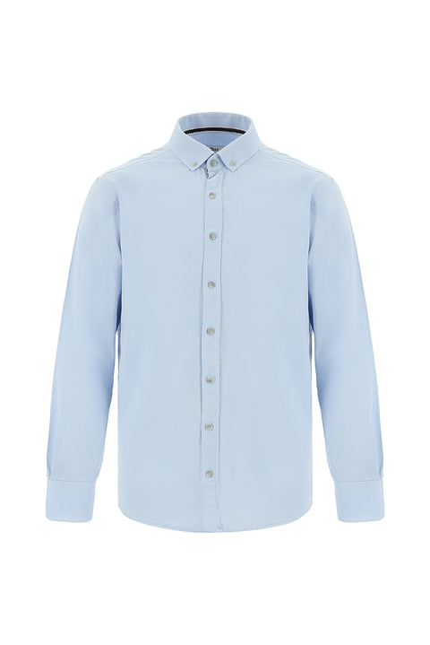 Light Blue Long Sleeve Regular Fit Sport Cotton Button-Down Oxford Shirt