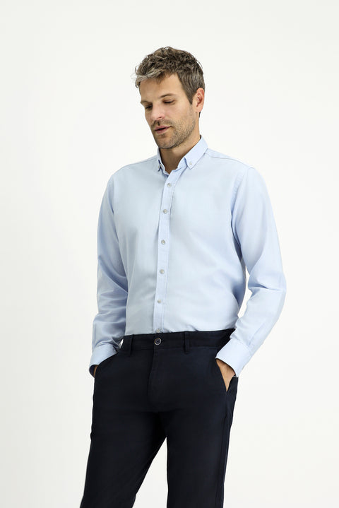 Light Blue Long Sleeve Regular Fit Sport Cotton Button-Down Oxford Shirt
