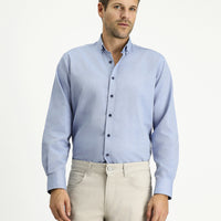 Blue Long Sleeve Regular Fit Sport Cotton Button-Down Oxford Shirt