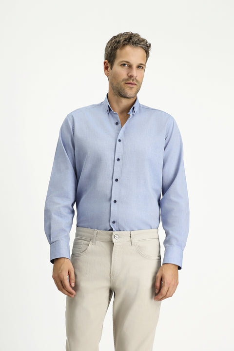 Blue Long Sleeve Regular Fit Sport Cotton Button-Down Oxford Shirt