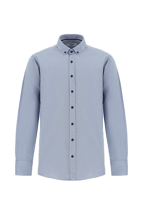 Blue Long Sleeve Regular Fit Sport Cotton Button-Down Oxford Shirt
