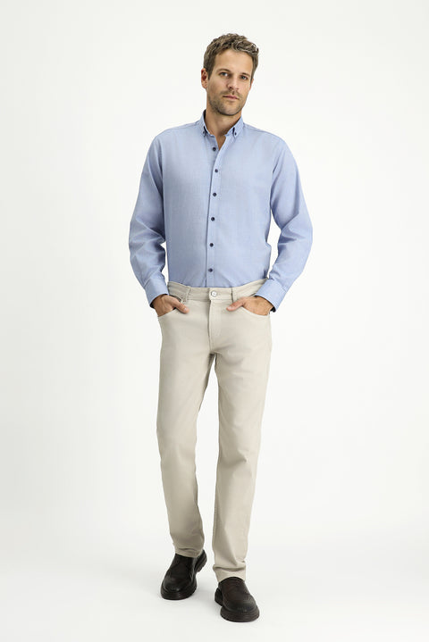Blue Long Sleeve Regular Fit Sport Cotton Button-Down Oxford Shirt