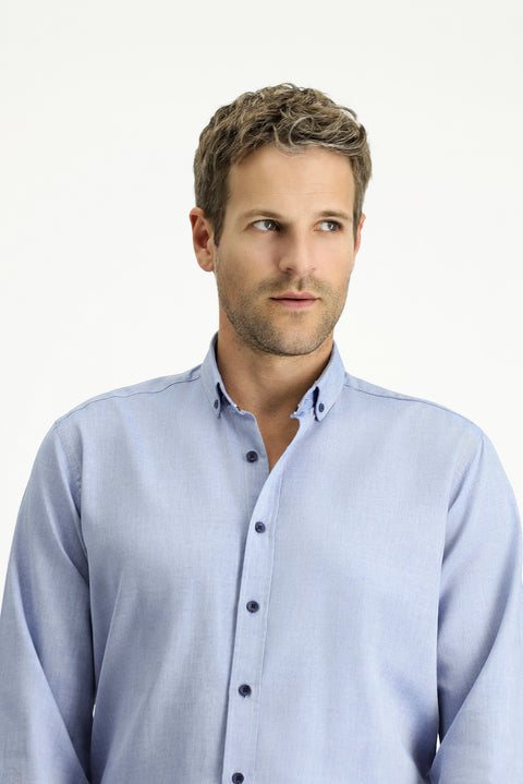 Blue Long Sleeve Regular Fit Sport Cotton Button-Down Oxford Shirt