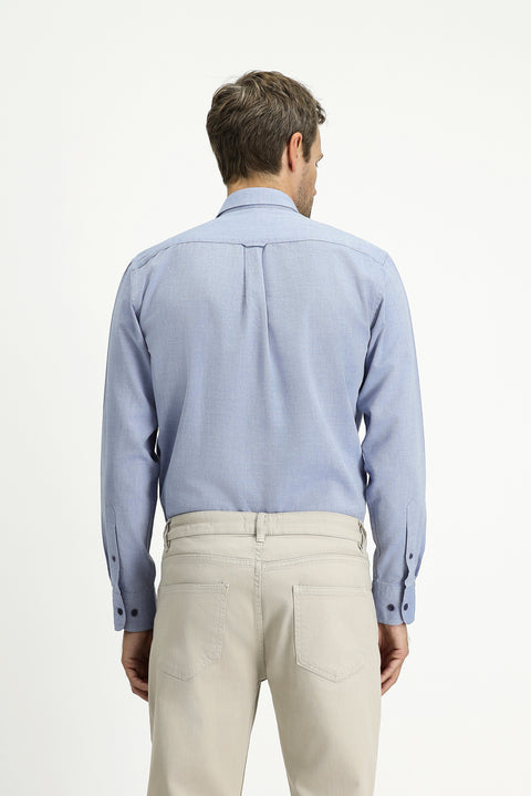 Blue Long Sleeve Regular Fit Sport Cotton Button-Down Oxford Shirt