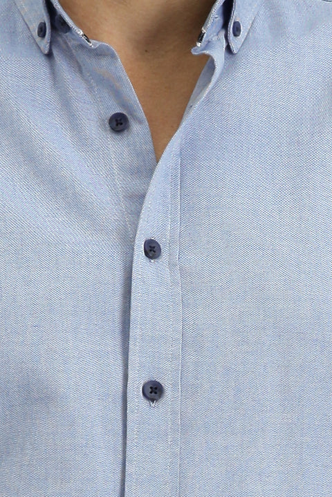 Blue Long Sleeve Regular Fit Sport Cotton Button-Down Oxford Shirt