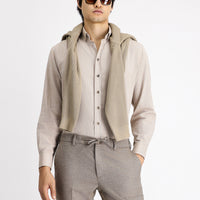 Medium Beige Long Sleeve Regular Fit Sport Cotton Button-Down Oxford Shirt