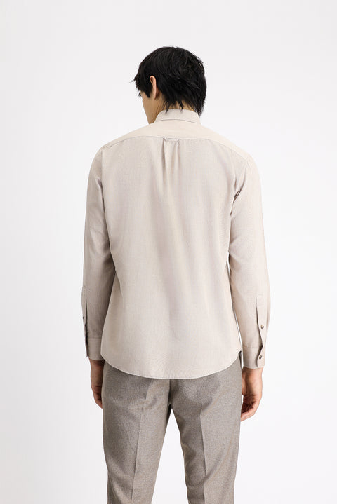 Medium Beige Long Sleeve Regular Fit Sport Cotton Button-Down Oxford Shirt