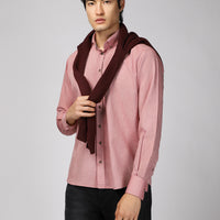 Light Red Long Sleeve Regular Fit Sport Cotton Button-Down Oxford Shirt