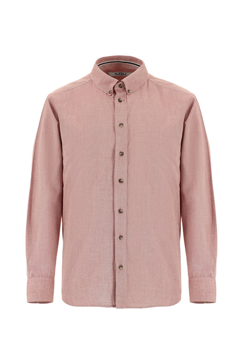 Light Red Long Sleeve Regular Fit Sport Cotton Button-Down Oxford Shirt
