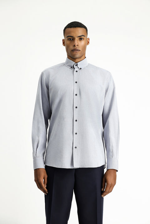 Light Anthracite Long Sleeve Regular Fit Sport Cotton Button-Down Oxford Shirt