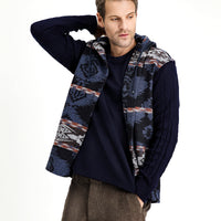 Medium Navy Hooded Long Sleeve Oversize Patterned Shacket Lumberjack Cotton Shirt/Jacket