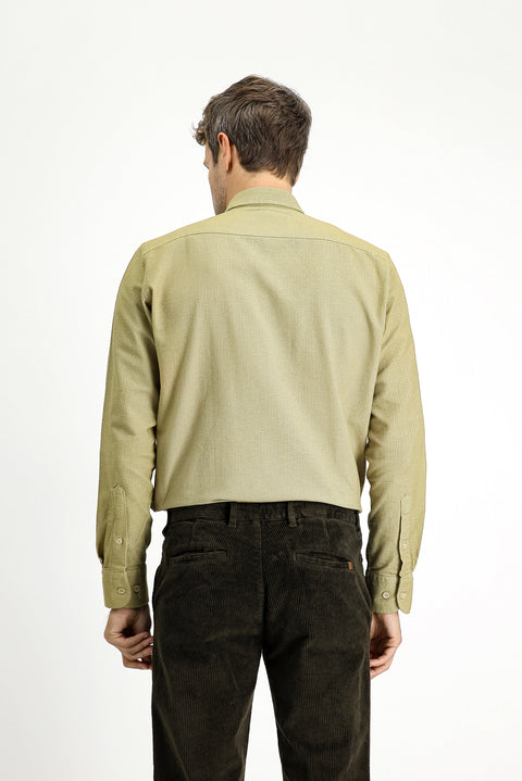 Light Yellow Long Sleeve Regular Fit Patterned Sporty Lumberjack Cotton Button-Down Collar Shirt