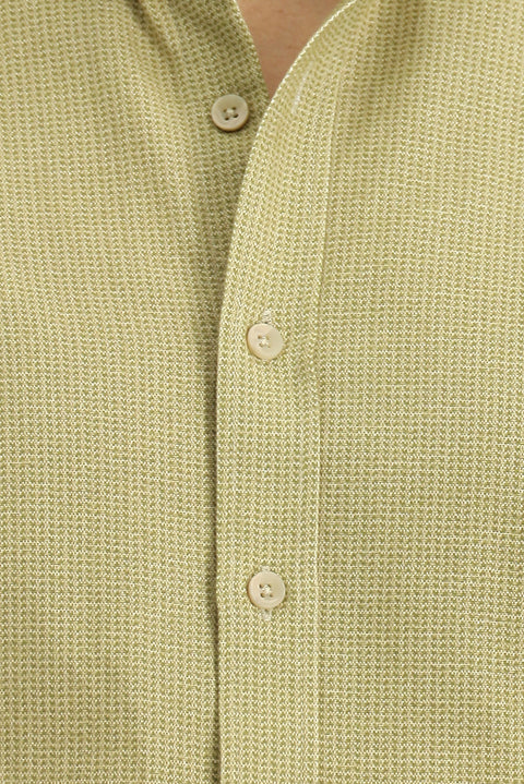 Light Yellow Long Sleeve Regular Fit Patterned Sporty Lumberjack Cotton Button-Down Collar Shirt