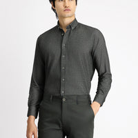 Dark Anthracite Long Sleeve Regular Fit Patterned Sporty Lumberjack Cotton Button-Down Collar Shirt